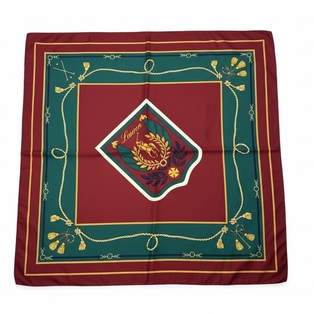 Vintage Polo Ralph Lauren Uni Crest Scarf Rare 1980s RL Pony LAUREN Japan 35"